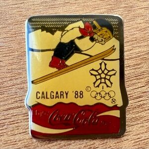 Authentic 1988 Vintage Coca Cola Canada Olympics Skiing Pin